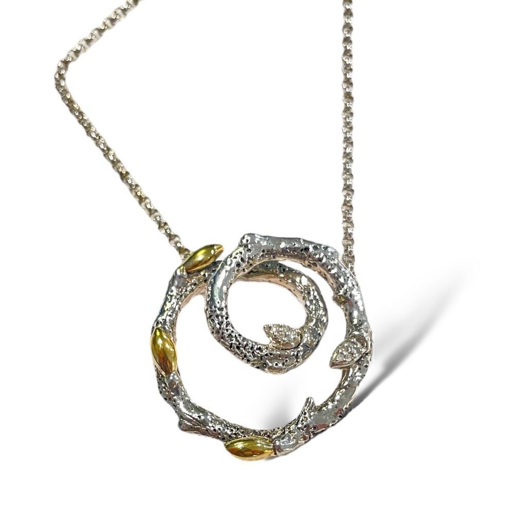 Stephen Dweck Circular Vine Pendant Necklace, 18k YG, .925 & Dweck Diamonds